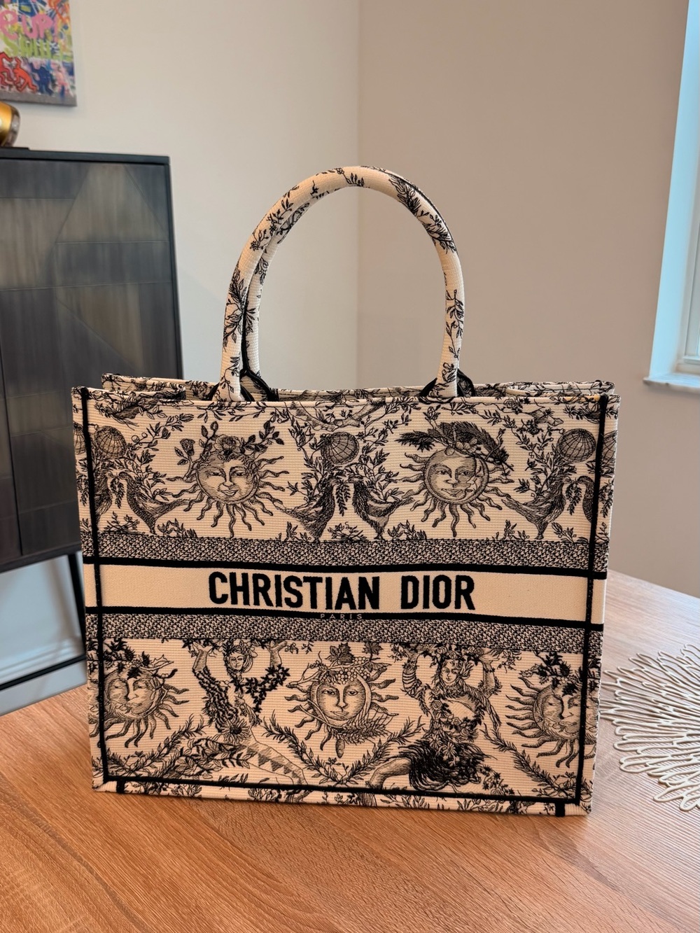 Dior Cream and Black Toile de Jouy Book Tote